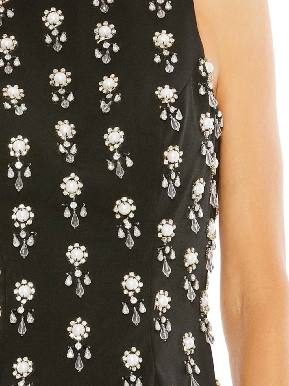 Mac Duggal Black Midi Sheath Dress with Crystal Motifs - Picture 4 of 5